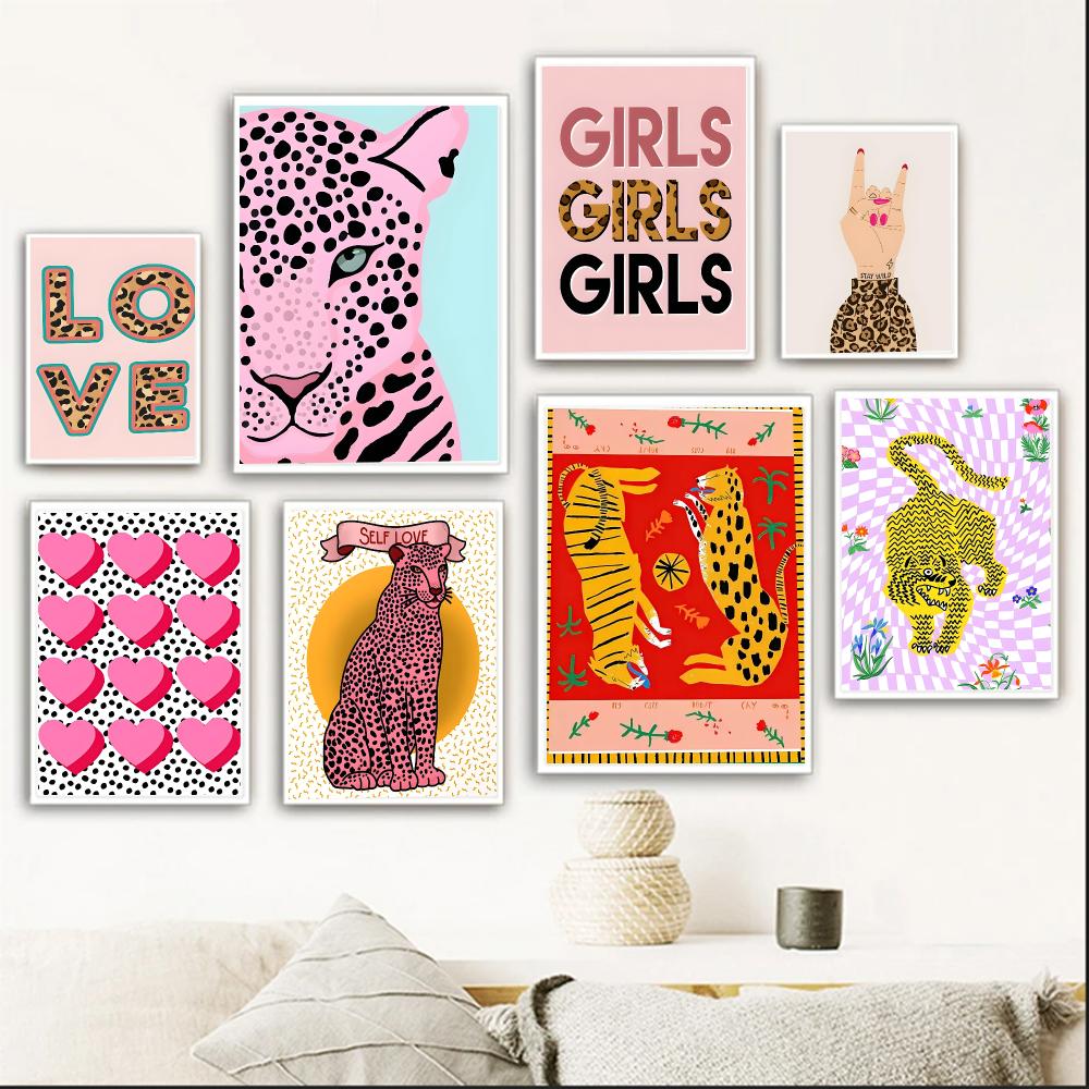 Interior Design Poster - Póster colorido de leopardo salvaje, tigre,
