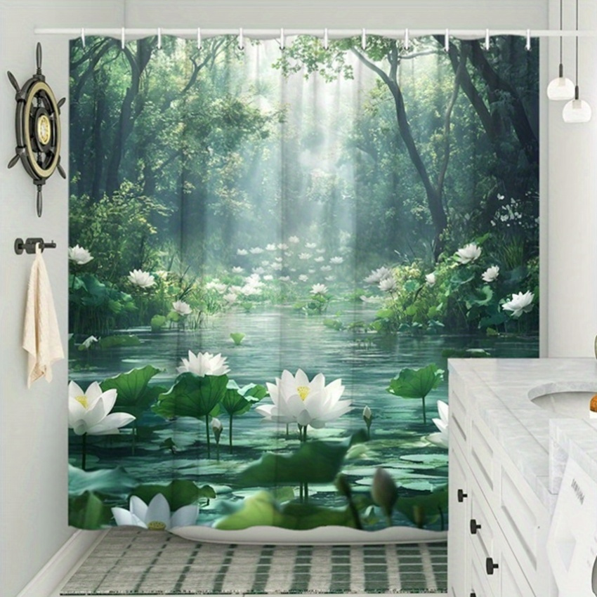 Cortina de ducha Lotus Forest, - Interior Design Zen Style reseña y precio