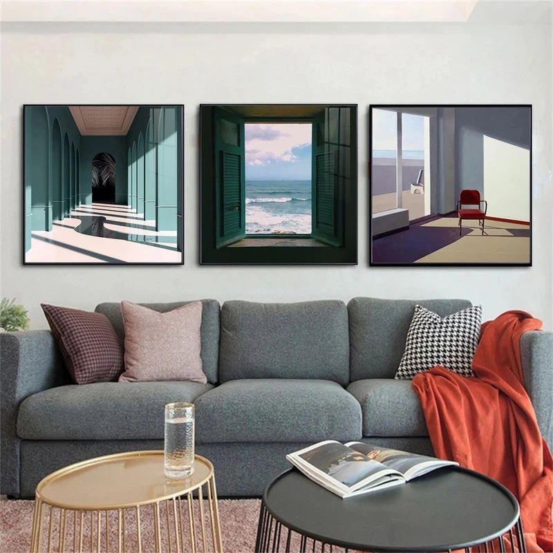 Pintura en lienzo de paisaje e - Interior Design Poster reseña y precio