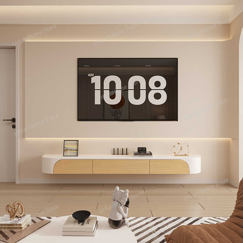 Mueble de TV Flotante Blanco p - Interior Design White And Wood reseña y precio