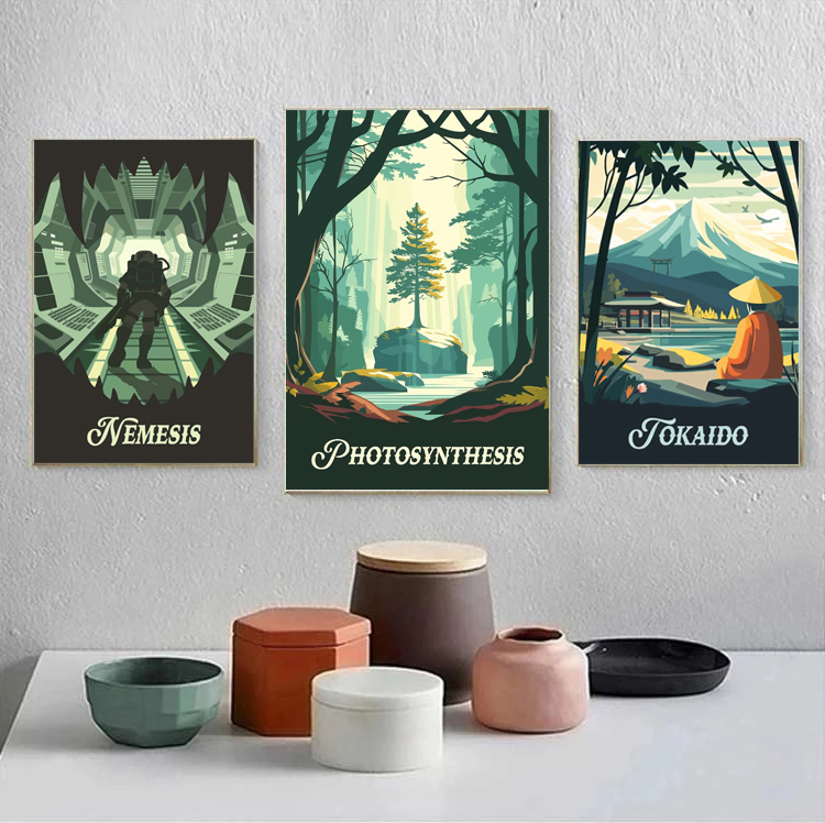 Escena de juego abstracta de d - Interior Design Poster reseña y precio